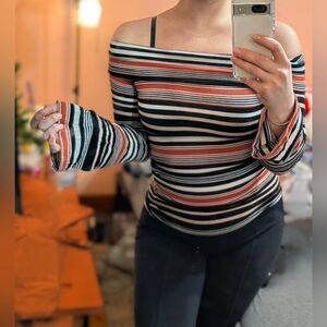 Free People Portland Off the Shoulder Strapless Top M Tee Bell Sleeve